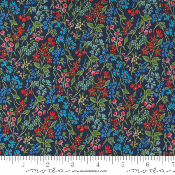 Quilting fabric | Moda - Indigo Wildflowers - Floral Tossed Flowers Small Floral Meadow | 33624 19