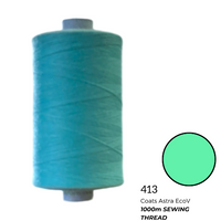 Coats Spun Polyester Sewing Thread | 1000m | Astra EcoV TKT120 | Cyan Blue 413