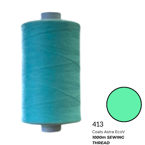 Coats Spun Polyester Sewing Thread | 1000m | Astra EcoV TKT120 | Cyan Blue 413