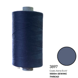 Coats Spun Polyester Sewing Thread | 1000m | TKT120 Astra EcoV | Blue Grey 3897