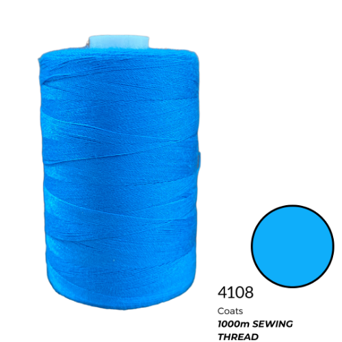 Coats Spun Polyester Sewing Thread | 1000m | Bright Blue 4108