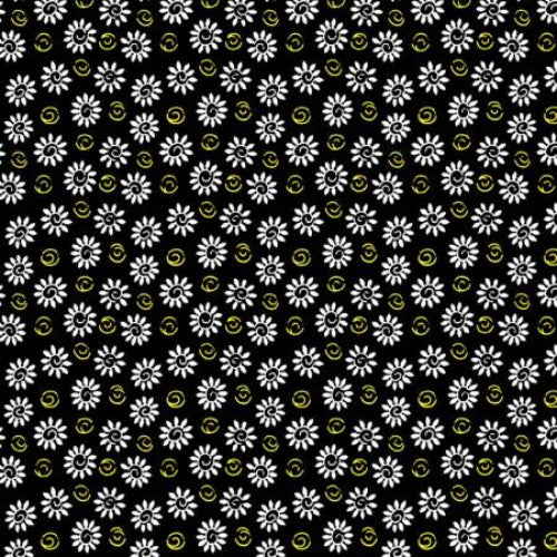 Quilting fabric | Tri Color Swirling Flowers | C1267BLACK