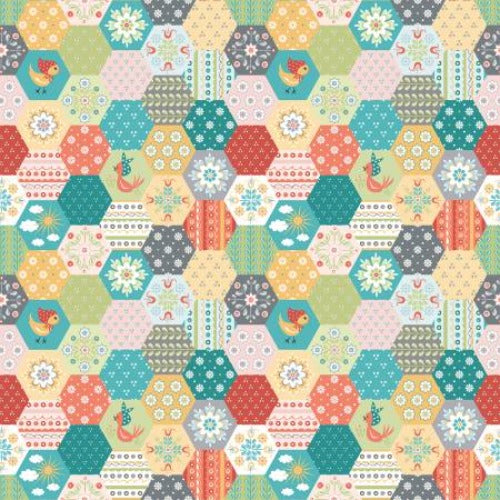 Quilting fabric | Chick-A-Doodle Doo Hexie Play | CD21722