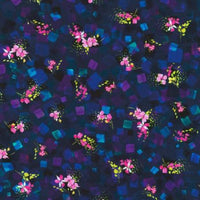 WELD1971469 | Bright Side Small Floral Bouquet: Midnight | Robert Kaufman