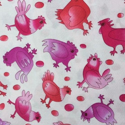 QUILTING FABRIC | 8274PINK Chicken fabric