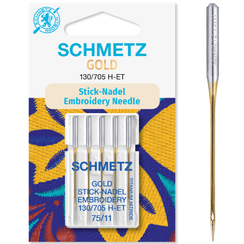 Schmetz Embroidery Gold Needle | Size 75/11 | 130/705 H-E